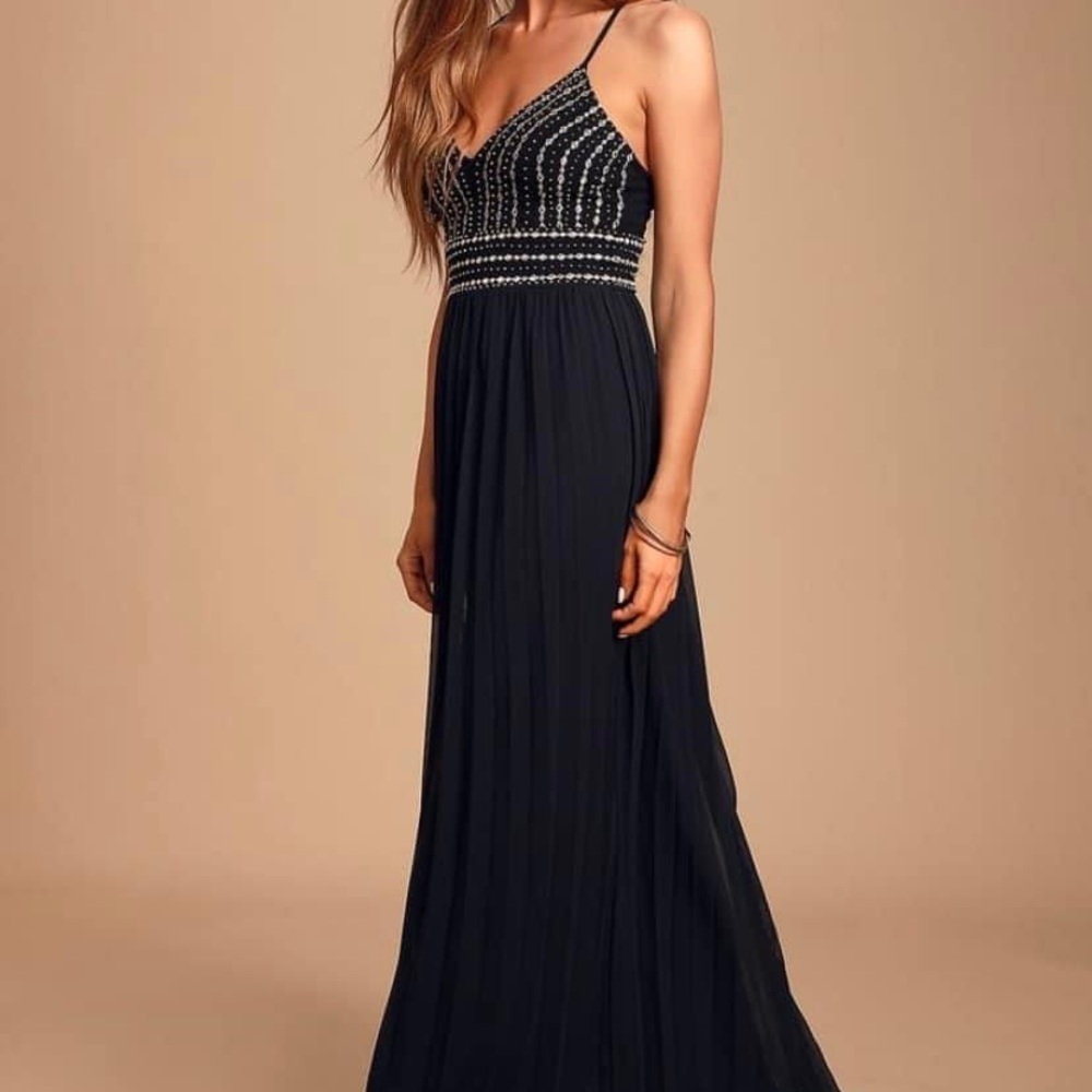 Lulu’s Glamorous Gala Black Embroidered Maxi dress